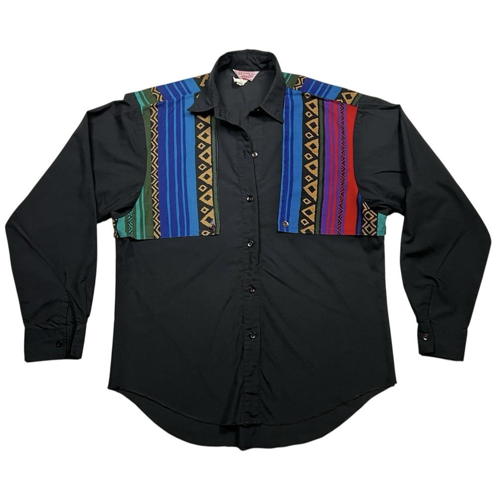 Vintage H Bar C Western Ranchweqr Womans Button Up Long Sleeve Shirt Size 12/36